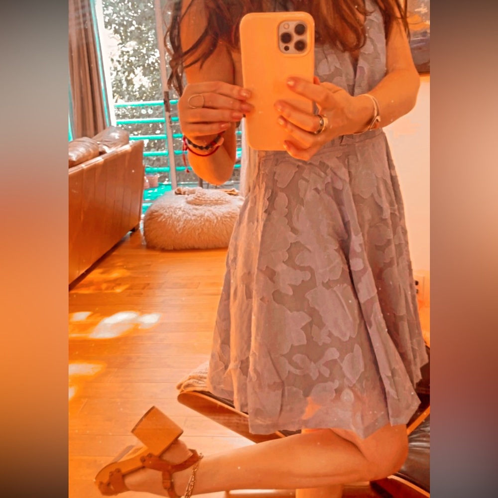 Lulus Dusty Blue Burnout Skater Dress 🤍 BNWT - Picture 9 of 10